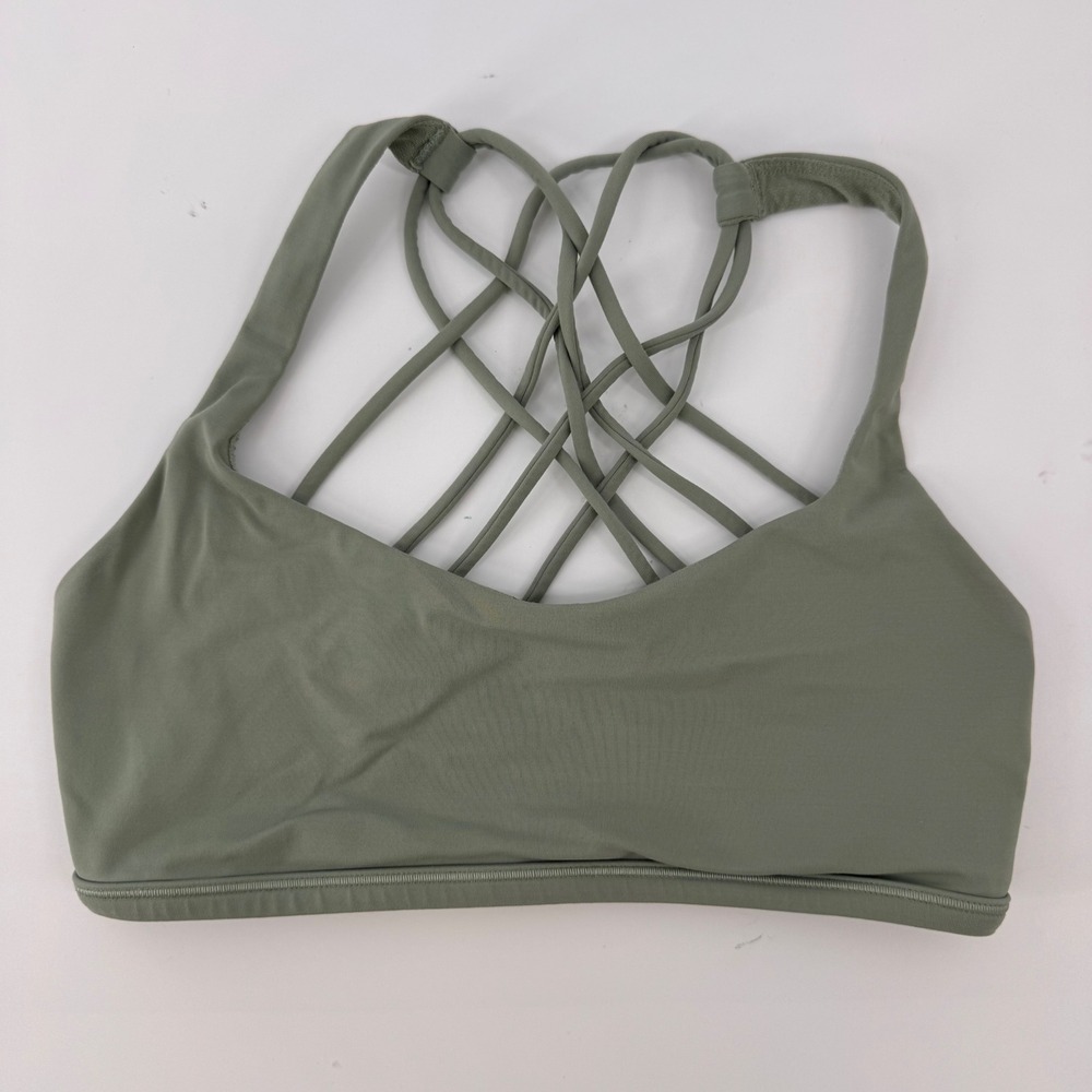 Lululemon Free To Be Wild Sports Bra Women 6 Sage Green Strappy Back Luxtreme